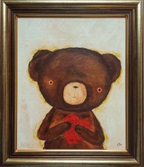 Teddy Bear Painting. Original Acrylic Bear Portrait. Handmade Wall Art Decor |