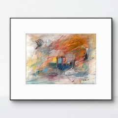 Original Abstract Expressionism 9X12 Paper Warm Tones Modern Handmade Signed 16
