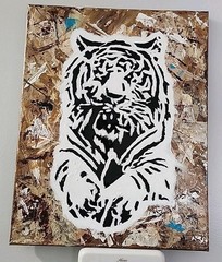 White Tiger Acrylic Original 3D Painting Unframed 11×14 Stretched Canvas
