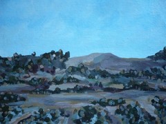 MYSTERY ARTIST, IMPRESSIONIST PLEIN AIR LANDSCAPE, GREENSPOT FARMS VINTAGE OIL