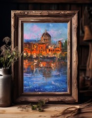 Night in Florence 100% Handmade Original Italian Impressionist Oil Painting City