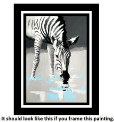 Zebra dringking water 24×36 Hand painted on Giclee Canvas