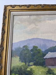ANTIQUE LANDSCAPE PAINTING AMERICAN WPA ERA California Pennsylvania Ben Marcune