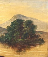 ANTQ From Late 19th C Hudson River School O/B „Mountain Lake Landscape“, Framed!