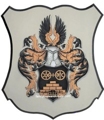 Custom Painted Coat of Arms Family Crest Wooden Plaque 17 x 18-inch wall plaque
