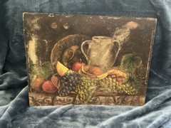 Antique ORIGINAL ART STILL LIFE, Gorgeous,No Frame/sign., Artists Board, fruit