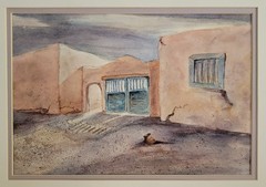 Colorado Artist LYNNE MILLIKEN Original Watercolor – „Taos Gate“, 11×14, Matted