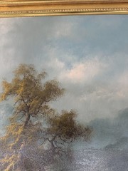 Ludwig Muninger Alpine Landscape Scene Oil Painting Framed 33″ x 41″