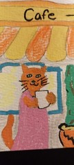 Cat Kitten Cafe Art ORIGINAL Painting Impressionism 4×6 GAT PAINTINGS