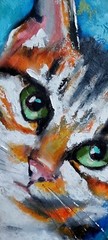 Original Oil Painting Big Cat Wall Art Animal Portrait Kitty Artwork 8×8 inches
