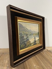 1940 Japanese Semi Antique Landscape Oil Painting Vintage Landscape Painting