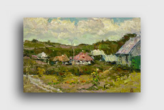Oil painting Rural Ukrainian painter canvas Unframed original Decor landscape
