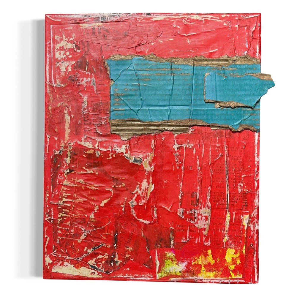 Original Mixed Media Modern Art Collage Painting on Canvas 11×14 „Passion“