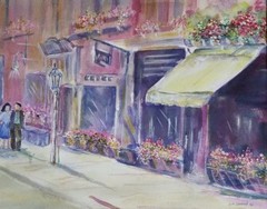 Painter Suzanne Obrand, Holocaust Survivor, Watercolor Painting „Rue de la Rose“