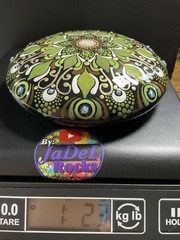 Earthy Greens Mandala – Hand Painted Handmade Stone – ASO YouTube – By JaDeL
