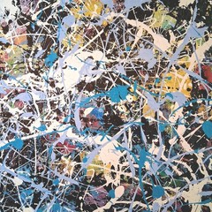 Original Abstract Acrylic Drip Painting on Canvas 24 X 24 Inch Modern Wall