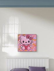 “Hello Kitty Dreamscape” Pop Art Oil Painting Acrylic Portrait Art Signed Famous