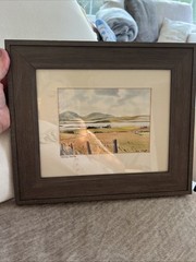 Vtg HandPainted Watercolor Painting Landscape 13”x11”Signed See Pics Wood Framed