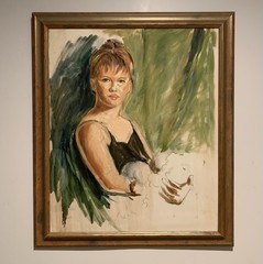 Vintage 1970’s Oil Painting on Canvas Portrait of A Lady, Framed 27.5”x23.5”