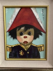 Vintage Bollini Big-Eyed „Little General“ Child Oil Painting Framed-Signed COA