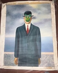 Rene Magritte „Son of Man“ Painting Study Original Oil On Canvas Unframed Large