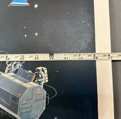 Large 30”x40” Space Station Painting Vintage Technology Aerospace Graphic Artist
