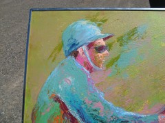 SALE RICHARD WALLICH ORIGINAL ACRYLIC ON CANVAS Harness RACING JOCKY PAINTING
