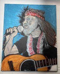 Hand Painted Portrait Willie Nelson Art 16 inch X 20 inch