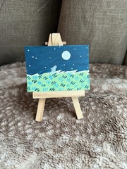 ACEO Original Bunny In The Moonlight SamShoemaker.art