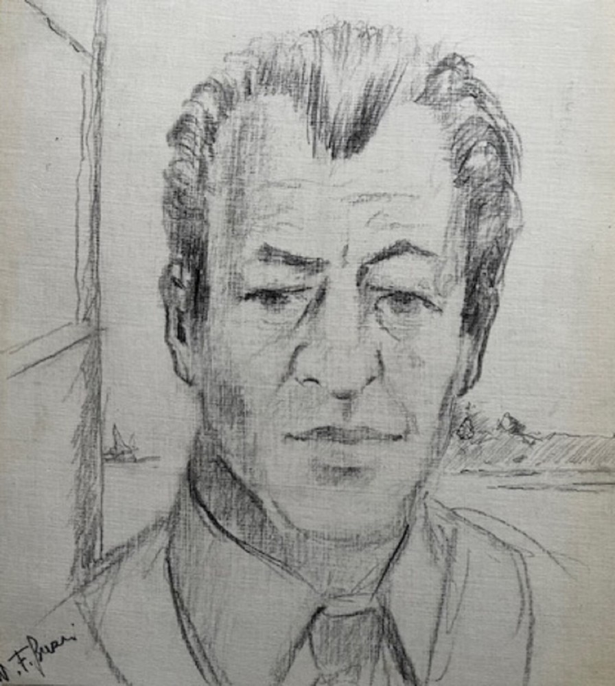 WALDEMAR BUZZA AUSTRALIAN PORTRAIT PENCIL „SELF PORTRAIT“ 1970