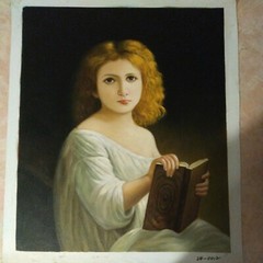 The Story Book, William Adolphe BouguerHand painted oil on canvas. 20×24, Repro.
