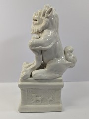 White Glossy Ceramic Table Top Art Statue Gargoyle Gothic Vintage Home Decor