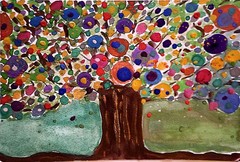 Tree Of Life Contemporary Abstract Colorful Whimsical Watercolor On Paper 5×7