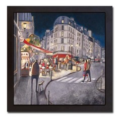 Black Framed Rendez-vous a Paris by Lourenco Canvas Giclee Art (32 in x 32 in)