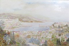 Original JOHANNES SCHIEFER Landscape Painting Monte Carlo, Monaco 34″ x 46.5″