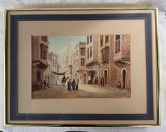Antique Signed G. MAPPHETTIISO Orientalist Market Street Scene Camel Painting