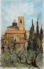 Emile de Doncker Vintage French Oil Painting Landscape Provence St Paul de Vence