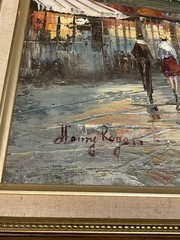 Vintage Henri Rogers Paris Street Scene Oil Painting Canvas MCM