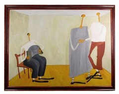 „Dance Lesson“ by Ann Krasner Framed Oil Painting on Canvas 40″x53″