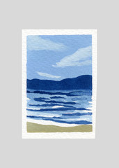 ACEO/ ATC Blue Water Sea Seascape Watercolor OOAK Original Art SaraClaireArt