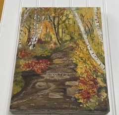 Autumn Birch Forest Landscape Wall Art Canvas Oil Painting 9X12 Signed Warm Read