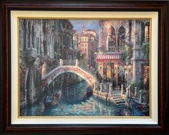 CAO YONG – OVER THE BRIDGE – HE 30″ X 40″ HAND EMBELLISHED GICLEE CANVAS w/COA