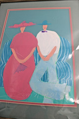 Original signed JIM N. HILL Acrylic Painting of Seated Couple, Texas artist 1984