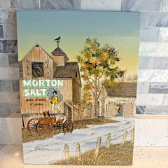 Morton Salt Girl Barn farm Country Painting Picture Art Canvas Hargrove