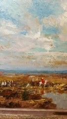 ALFRED BASTIEN (1873-1955 BELGIAN) 1924 „THE HUNT“ 18 X 25 **FULL PROVENANCE**