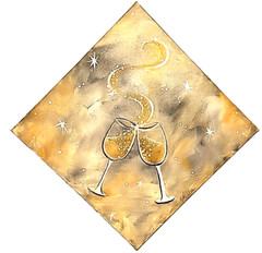 Champagne Toasting Glasses Original Acrylic Painting on Canvas New Years Wedding