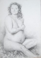 GERRY MILLER. “Pregnant Woman” Pastel Pencil Drawing. A3 Paper.