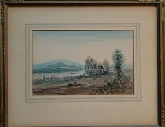 William Henry Watson Antique Impressionist Landscape Watercolor Painting Signed