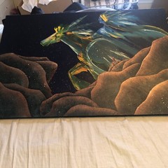 William Bill Rabbit ORIGINAL Painting WINTER VISION Acrylic on Canvas 22” x 36”