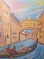 Original Signed 9×12 Venice Canal Bold Acrylic Canvas Impressionist Home Decor